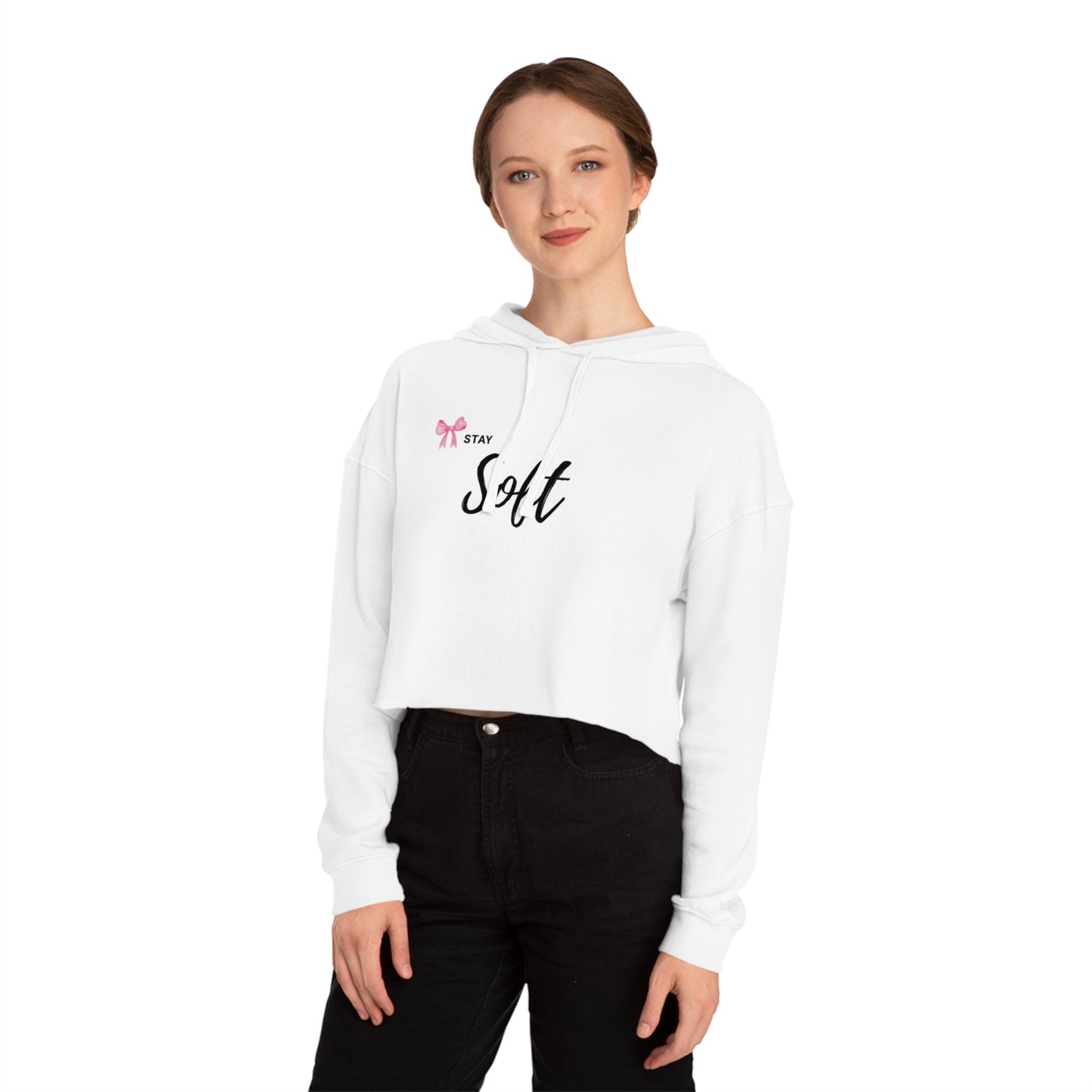 Cropped Hoodie - "Stay Soft" Cute Panda Boba Graphic