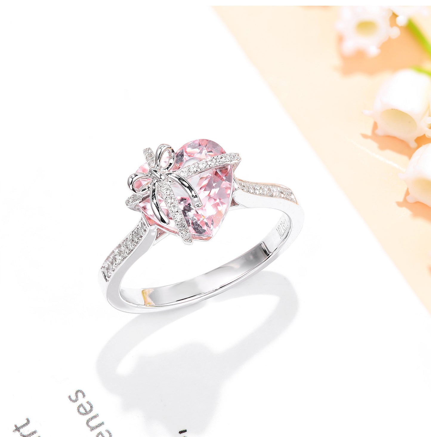 Yellow Zircon High-Carbon Diamond Bow Ring For Women