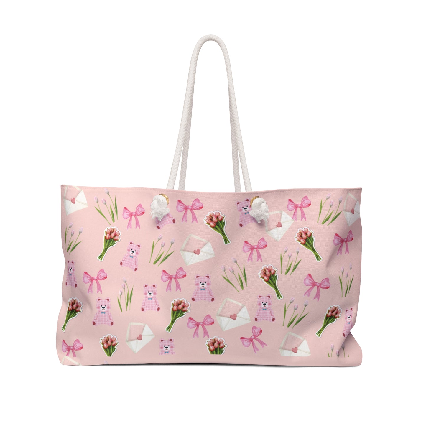 Weekender Bag – Pink Floral & Bunny Travel Tote
