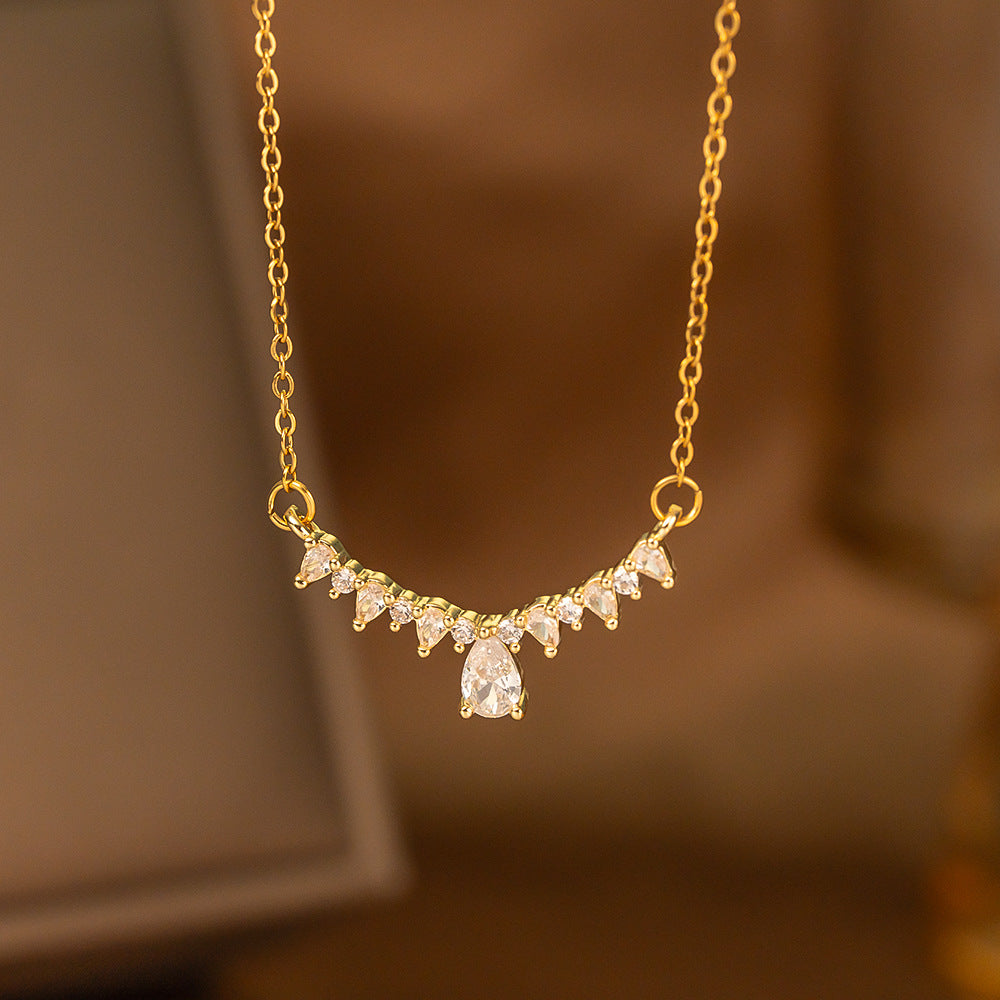 Fashionable Minimalist Internet-celebrity-style Versatile Single-diamond Pendant Necklace