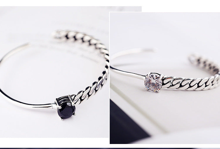 Chain four claw black onyx zircon vintage bracelet