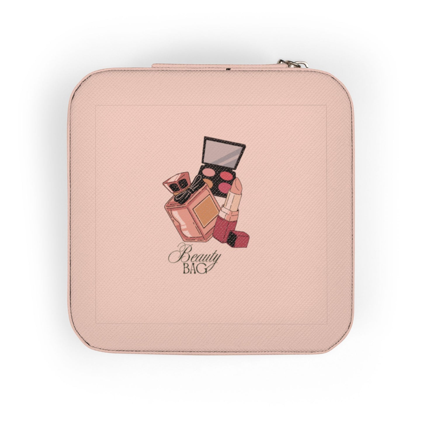 Compact Pink Jewelry Travel Case – Portable Organizer for Rings, Earrings & Necklaces