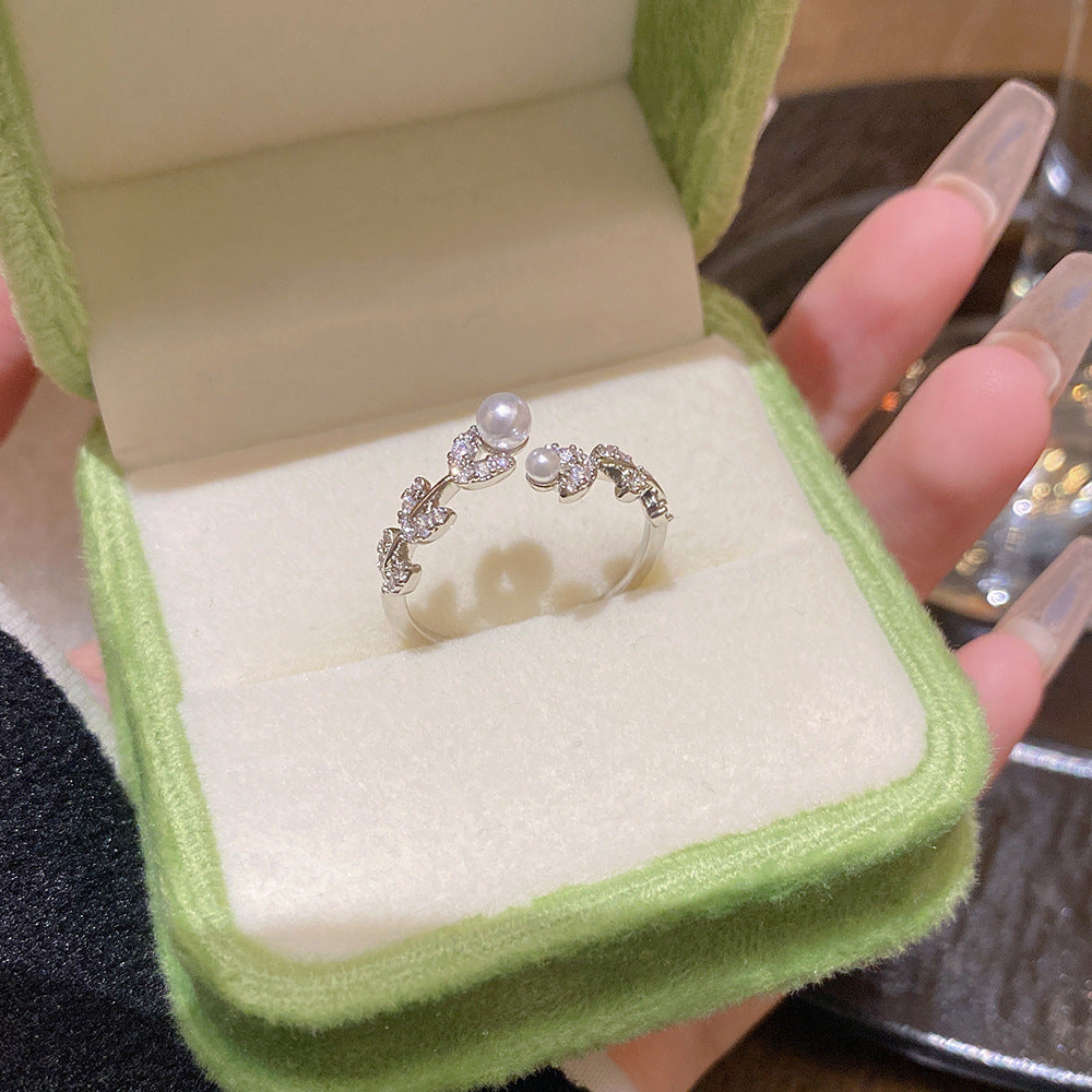 Electroplated Zircon Ring For Women, Niche Design, Adjustable Open Finger Ring