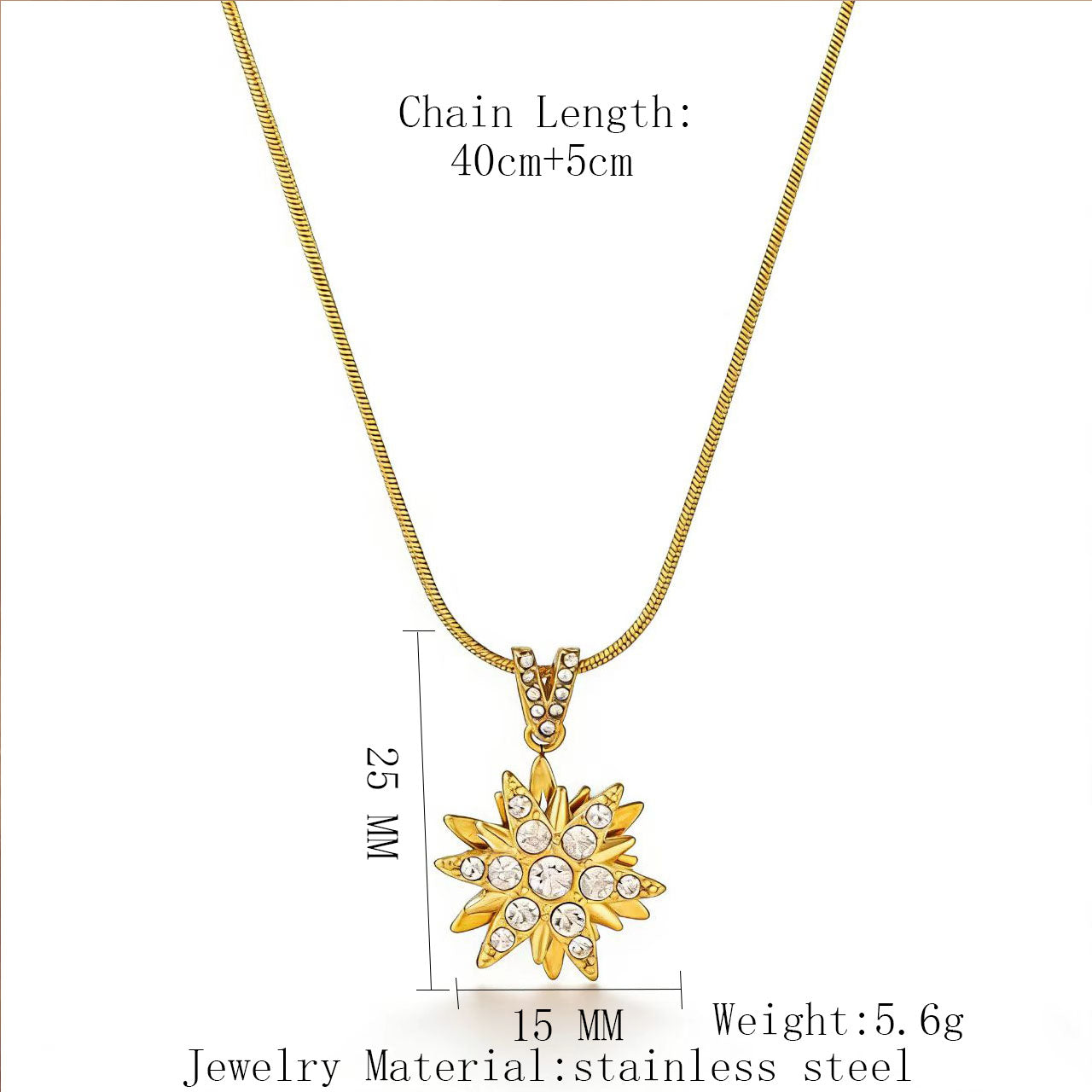 Rotating Flower Shaped Stainless Steel Pendant Necklace