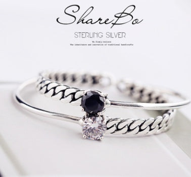 Chain four claw black onyx zircon vintage bracelet