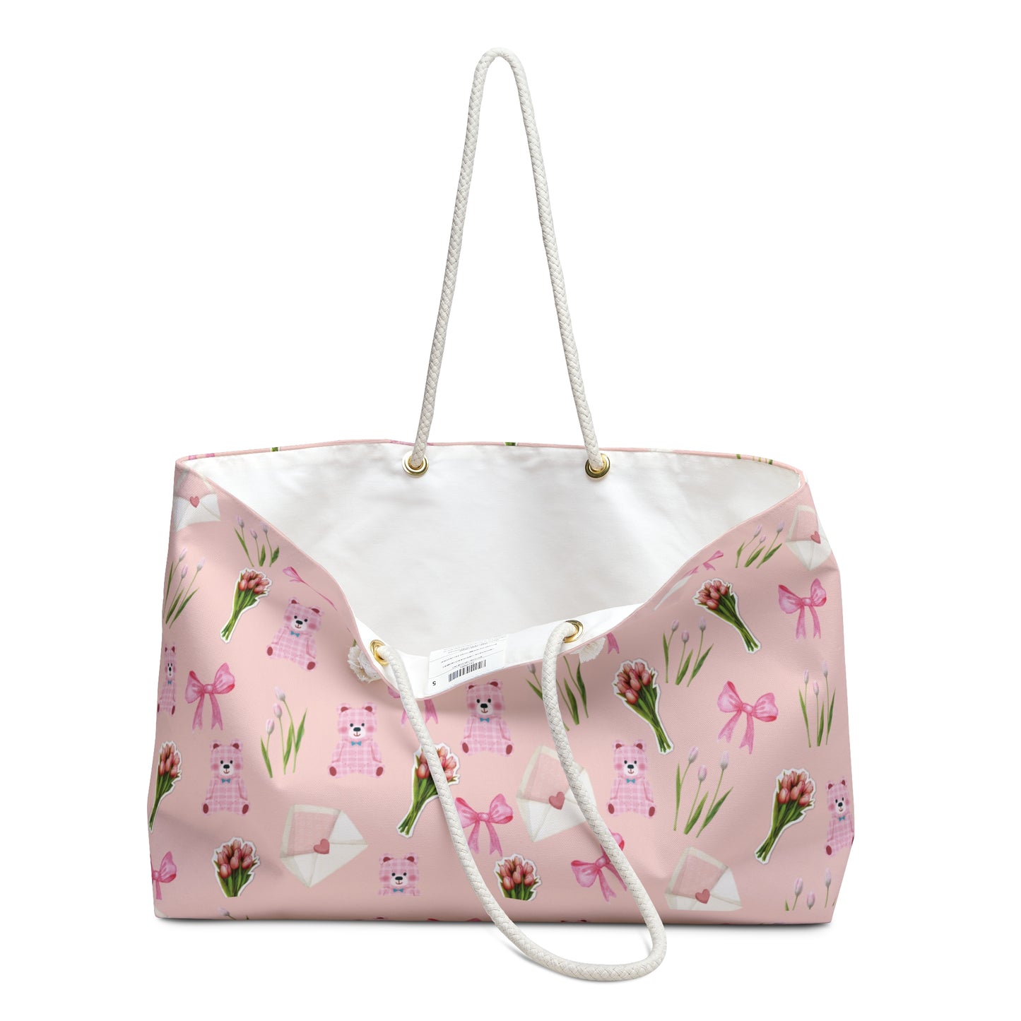 Weekender Bag – Pink Floral & Bunny Travel Tote