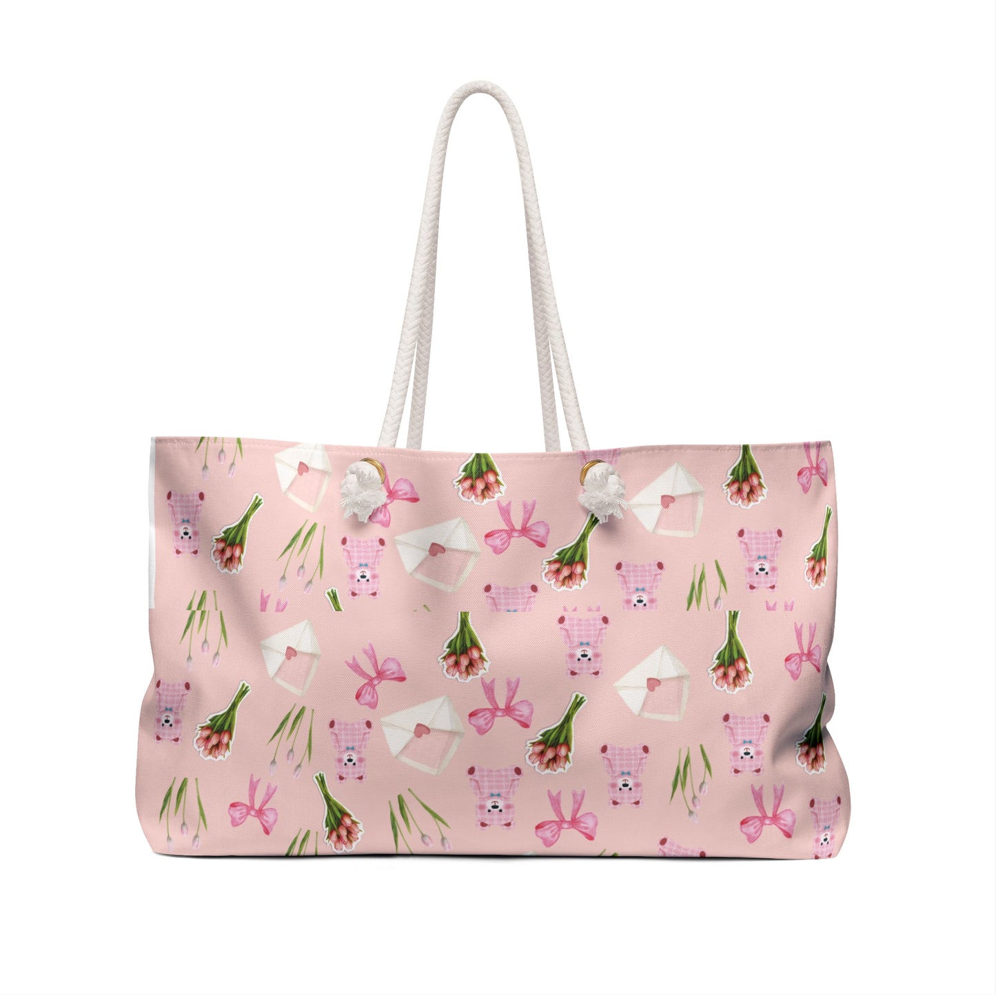 Weekender Bag – Pink Floral & Bunny Travel Tote