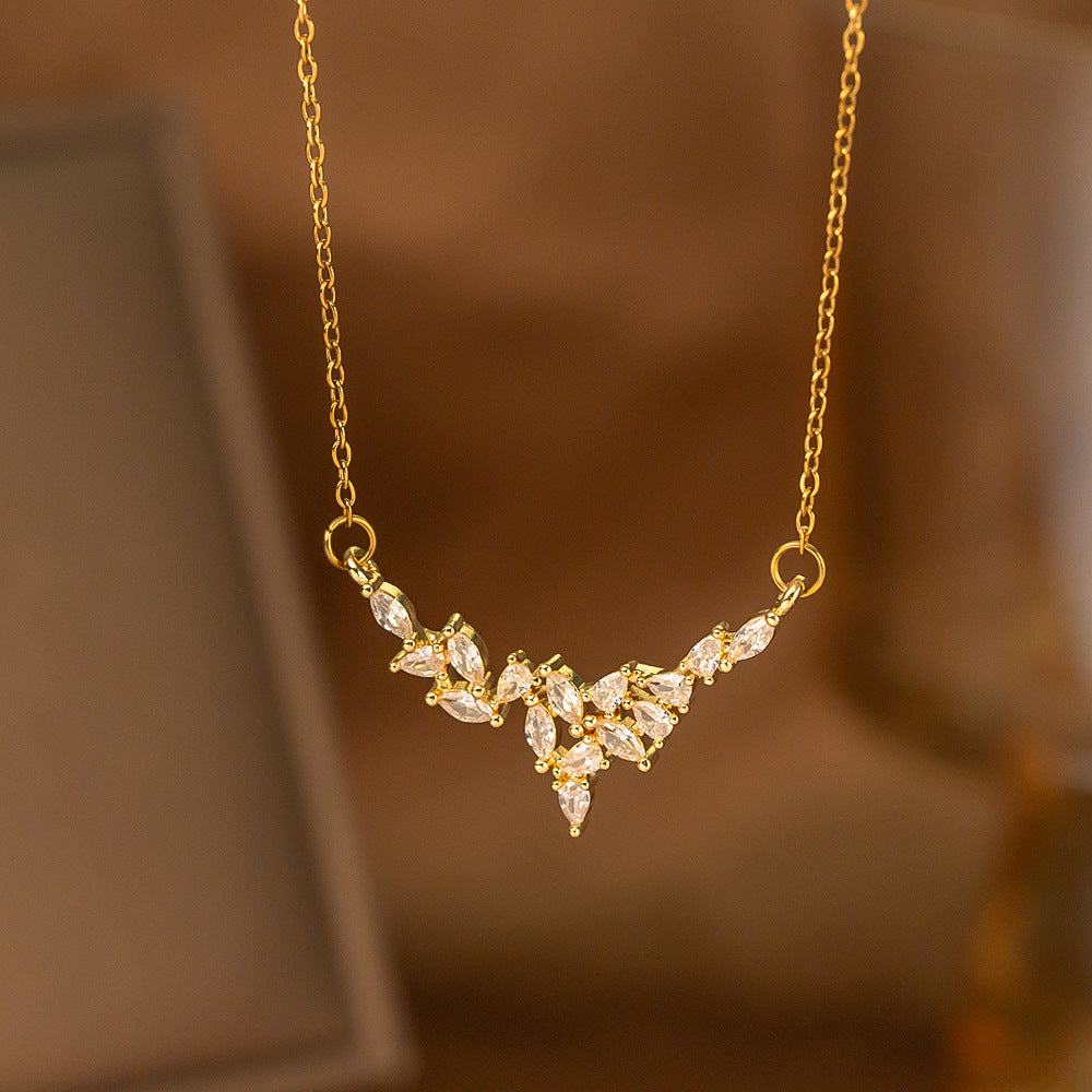 Fashionable Minimalist Internet-celebrity-style Versatile Single-diamond Pendant Necklace