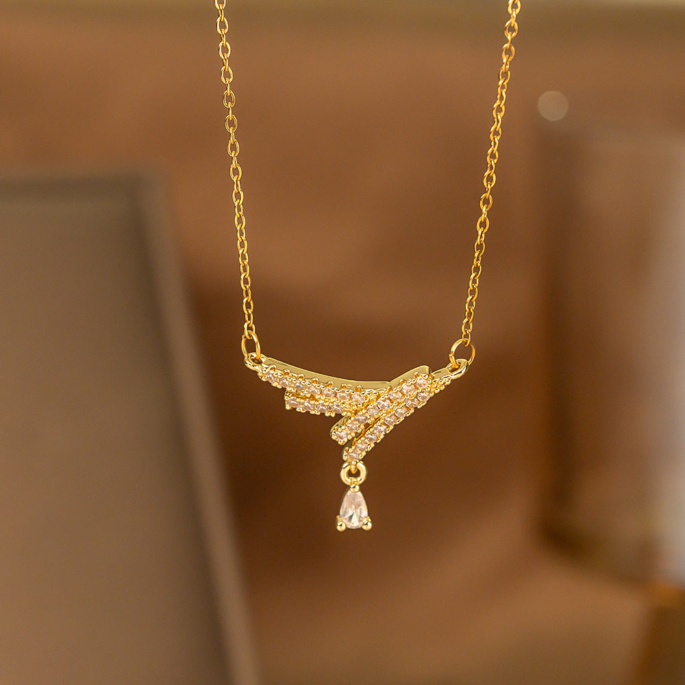 Fashionable Minimalist Internet-celebrity-style Versatile Single-diamond Pendant Necklace