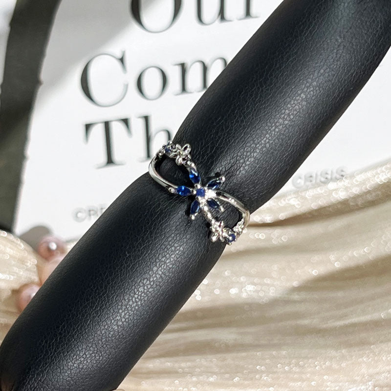 Blossom Cottage Sweet Colorful Zircon Flower Exquisite Open Ring, Hot Sale Luxury High-end Versatile Finger Ring For Women